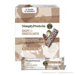 Simply Protein - Chocolate Coconut Crispy Bars - Plant Based Protein Bars - Low Carb, Low Sugar, High Fibre - 12g Protein, 2g Sugar, 7g Fibre - Vegan, Gluten Free, Non GMO, Kosher - 12 Bars