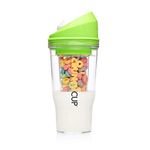 The CRUNCHCUP XL Green- Portable Plastic Cereal Cups for Breakfast On the Go, To Go Cereal and Milk Container for your favorite Breakfast Cereals, No Spoon or Bowl Required