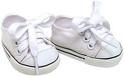 Sophia's White Canvas Sneaker with Laces and Imitation Leather Toe Cap Shoes Accessory for 18" Dolls, White