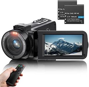 VAHOIALD Videocamera UHD 1080P 36MP 30FPS Video Camera,IR Visione Notturna Vlogging Camera,16X Zoom Digitale 3.0" IPS Ruotabile 270 ° Videocamera youtube con Telecomando,2 batterie