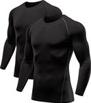 ATHLIO 2 Pack Men's Thermal Long Sleeve Compression Shirts, Winter Gear Sports Base Layer Top, Athletic Running T-Shirt LYD02-BLK Medium