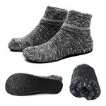 AIYUE Women Non-slip Slipper Socks Cotton Ankle Knitted Socks with Waterproof Soles Rubber Bottom Grippers, Black, X-Large(26.5cm/8-9.5inch)