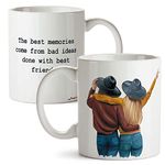 FirseBUY Cute Friendship Quotes Printed 11 Ounce Ceramic White Coffee Mug for Bestie/Best Friends - 1 Pcs