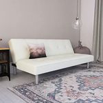 DHP Nola 69 Inch Futon Sofa Bed, Modern Armless Upholstered Couch Sleeper with Tufted Back and Seat for Small Spaces, Faux Leather, White