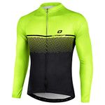 LAMEDA Full Zipper Cycling Jersey Long Sleeve with 3 Rear Pockets， Moisture Wicking, Breathable Biking Shirt Large Green