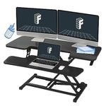 FLEXISPOT Sit to Stand up Desk Riser 42in Standing Desk Converter Height Adjustable Computer Workstation with Large Keyboard Tray Black