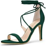 Allegra K Women's Stiletto Heel Lace-up Green Sandals 8 M US