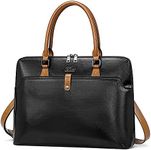 CLUCI Briefcase for Women Oil Wax Leather 15.6 Inch Laptop Slim Business Large Capacity Ladies Shoulder Bags Black