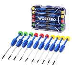 WORKPRO 10-Piece Precision Screwdriver Set with Case, Magnetic Small Screwdrivers Repair Tool Kit, Phillips, Slotted, Torx Tips, for Phone/Watch Repairing