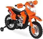 Best Choice Products Kids 6V Ride On Motorcycle w/Treaded Tires, Working Headlights, 2mph Top Speed, Training Wheels, Realistic Sounds, Music, Battery Charger - Orange