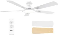 TCL 52 inch Ceiling Fans with Lights,Remote Control Multifunctional Quiet Fan with Three Color Temperature and Dimmable Light with Reversible Blades (White)