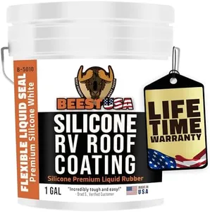 BEEST Silicone RV Roof Coating, Temperature Reducing White RV Roof Sealant, Silicone Trailer Camper & Metal Roof Coating & RV Sealant, Liquid Rubber RV Roof Sealant Waterproof, EPDM Roof Sealer