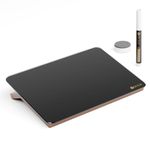 Black Glass Desk Whiteboard with Reversible Wood Stand, Small Portable Desktop Dry Erase White Board, Reusable Desk Notepad Easel 6.7"x9.5" for Office, Home, Kitchen, Marker&Eraser Included, Yeoux