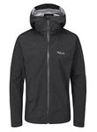 Rab Men's Downpour Plus 2.0 Waterproof Breathable Jacket for Hiking, Trekking, & Climbing - Black - Large