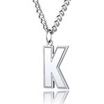 ChainsPro Men/Women Stunning Monogram Letter Necklace, A to Z Initial Charm with Chain-22+2"-Adjustable, 316L Stainless Steel/Gold Plated/Black (Send Gift Box), Stainless Steel