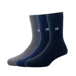 Peter England Men's Cotton Full Length Socks (Pack of 3) Dark Grey, Navy, Black