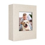 Vienrose 4x6 Photo Album for 300 Photos Linen Cover Black Pages Photo Book Large Capacity Picture Albums for Valentine Wedding Christmas Birthday (Beige, 100 pockets)