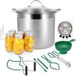 HOMKULA Water Bath Canning Pot with Rack and Lid, Steam Canner with Canning Supplies Starter Kit, 9 Pieces, Stainless Steel, Green (Induction/Glass Top Stove Compatible)