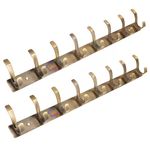 GHAR DWAR S Type Stainless Steel Pin Cloth Hanger Wall Hooks Rail for Hanging Clothes Bathroom Wall Door for Hanging Keys,Towel Antique Brass (Pack of 2, 8 Pin Antique)