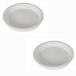 Lasaki Round Ceramic Trays (Plates Saucers) for Pots, planters, Flower, Succulent(Set of 2,White_1,6 inch) R6(Plants not Included)