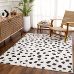 Hauteloom Tariffville Modern Animal Print Dalmatian Style Area Rug for Living Room, Bedroom, Kids Room, Nursery - High Pile Carpet - Black and White, Charcoal - 18" Sample