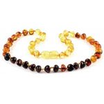 Baby J's - Ombre Amber Necklace - 100% Baltic Amber & Semi-Precious Stones - Knotted to Prevent Scattering - With Gift Pouch and Certificate of Authenticity - 32cm