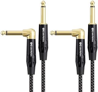 Cable Matters Braided 2-Pack 1/4 Inch TS Right Angle Electric Guitar Cable 6 Feet - Straight to Right Angle Guitar Cord/Guitar Amp Cord/Instrument Cable for Guitar, Bass AMP, Mixer, Equalizer