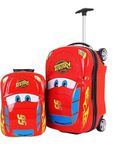 Zhirk 17" X 13" Inch (45 Cm) Car-Shaped Hardshell Polyester Spinner Wheels Trolley Bag Suitcase With Backpack Travel In Style For Kids (Unisex) Red