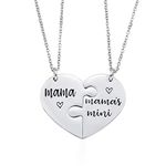 Nanafast 2 PCS Mother Daughter Necklaces Adjustable Stainless Steel Matching Heart Necklace Set Mother's Day Valentines Gifts for Couples Mom and Daughter - Mama