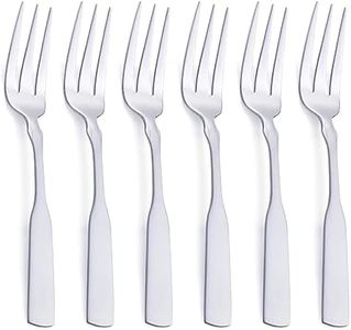 FULLYWARE 3-Tine Fork, Stainless Steel 7.6” Dinner Silverware Fork, Metal Cocktail Dessert Forks, 6-Piece