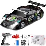 FEXXA RC Drift Car, 1:16 Scale Remote Control Car, 4WD 40KM/H High Speed RC Racing, 2.4GHz Electric Sport Driftings with Headlight, Drifting Tires and Racing Tires for Adults (Monster Black)