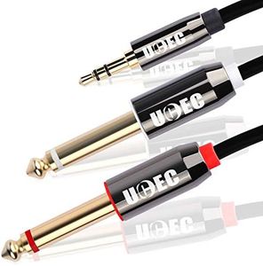 UCEC 10FT 3.5mm 1/8" TRS to Dual 6.35mm 1/4" TS Mono Stereo Y-Cable Splitter Cord for Smartphone, Computer, CD Player, Speakers, Home Systems Amplifier