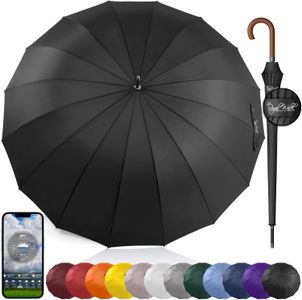 Royal Walk Large Black Umbrella – Windproof Automatic Open