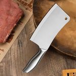 ATARC AT-20 Cleaver Knife Stainless Steel Premium Meat and Vegetable Knife, Cleaver Knife,Steel Professional Butcher Chopper,Heavy Duty Blade for Home Kitchen and Restaurant (Silver)