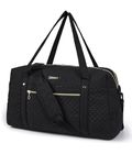 BAGSMART Travel Duffle Bag Quilted Weekender Overnight Bag for Women with Laptop Compartment, Large Carry On Airport Bag with Wet Pocket & Shoe Bag for Travel, Business Trips, Sports, B-Black-M, M,