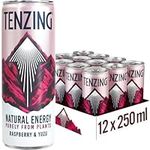 TENZING Natural Energy Drink, Plant Based, Vegan, & Gluten Free Drink, Raspberry & Yuzu, 250ml (Pack of 12)