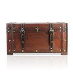 BRYNNBERG - Pirate Treasure Chest Storage Box - Boston 50x25x28cm - Durable Wooden Treasure Chest with Lock - Unique Handmade Decorative Wood Storage Box - Vintage Wood Chest Box - The Best Gift