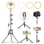 PEYOU 12" Selfie Ring Light with 60" Adjustable Tripod Stand, Dimmable LED Ring Light & Mini Desktop Tripod & 2 Phone Holder, Ringlight Tripod Stand for Tiktok/YouTube/Video/Photography/Live Streaming