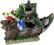 Penn-Plax Deco-Replica Sunken Gardens – Shipwreck Bow Aquarium Decoration for Fish Tanks - Large (RR811)