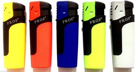 PROF WINDPROOF JET FLAME LIGHTER MAXI SIZE COLOUR FULL BRIGHT NEON COLOUR JET FLAME LIGHTER GAS REFILLABLE CIGARETTE LIGHTERS (PACK OF 5) WITH GIFT CASE BLACK POUCH