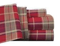 Pointehaven Flannel Deep Pocket Set with Oversized Flat Sheet, Queen, Piedmont Plaid