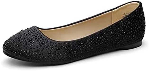 DREAM PAIRS Womens Rhinestone Ballet Flats Shoes, Black - 9.5 (Sole-Shine)