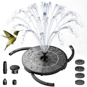 AISITIN DIY Solar Fountain Pump for Water Feature with 3.9ft Cord, Solar Bird Bath Fountain with 6 Nozzles, Solar Powered Water Floating Fountain for Bird Bath, Garden, Ponds Fish Tank, Outdoor