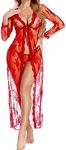 Avidlove Sexy Lingerie Robe for Women Lace Kimono Gown Bridal Babydoll Linngerie Red, Small