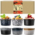 Artcome 5oz 6Pcs Ceramic Ramekin Set - for Pudding, Creme Brulee, Lava Cakes, Custard Cups, Souffle, Porcelain Dipping Sauce Bowls, Japanese Pudding Cup, Dishwasher Microwave and Oven Safe