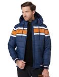 Amazon Brand - Symbol Polyester Men's Quilted Hooded Standard Length Bomber Jacket (Aw20-Qh-Hs-05_Denim_Xl)