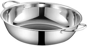 Fenteer Stainless Steel Hot Pot Chinese Hot Pot for Induction Cooker Soup Pot Stockpot for Travel Party Family Gathering Holidays, 30cm No Divider