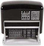 Cathedral Products 12-in-1 Self Inking Date Stamp - Date Stamp Plus 12 Phrases - 3.8mm Character Height, Black