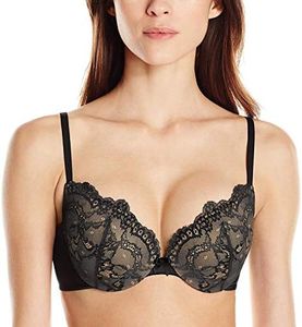 Maidenform Women's Love The Lift Push Up, Black Body/Beige Lace, 38D