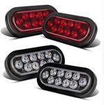 4Pcs Truck Turn Signal Lights, 10 LED 6" Oval Stop Light Backup Rear Tail Light Flush Mount for 12V Trailer Boat Cargo Van Utility - Red + White